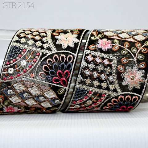 9 Yard Embroidery 65mm Fabric Trim Indian Doll Making Embellishment DIY Crafting Sewing Saree Sari Border Embroidered Ribbon Dresses Costume