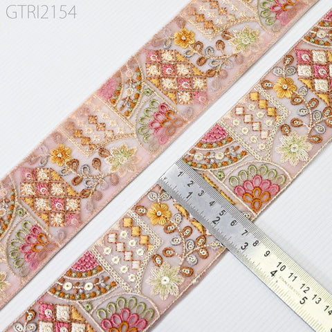 9 Yard Embroidery 65mm Fabric Trim Indian Doll Making Embellishment DIY Crafting Sewing Saree Sari Border Embroidered Ribbon Dresses Costume