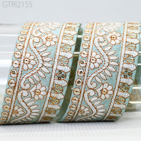 9 Yard Indian Sari Embellishments Embroidery 5 Cm Trim Embroidered Saree Ribbon Cushions Sewing Crafting Trimmings Curtains Headbands Border