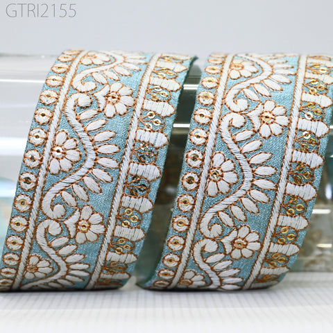 9 Yard Indian Sari Embellishments Embroidery 5 Cm Trim Embroidered Saree Ribbon Cushions Sewing Crafting Trimmings Curtains Headbands Border
