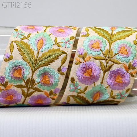 9 Yard Embroidery 7cm Fabric Trim Indian Doll Making Embellishments DIY Crafting Sewing Saree Sari Border Embroidered Ribbon Dresses Costume