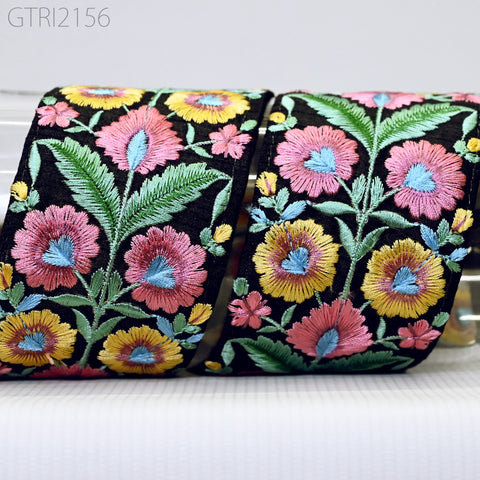 9 Yard Embroidery 7cm Fabric Trim Indian Doll Making Embellishments DIY Crafting Sewing Saree Sari Border Embroidered Ribbon Dresses Costume