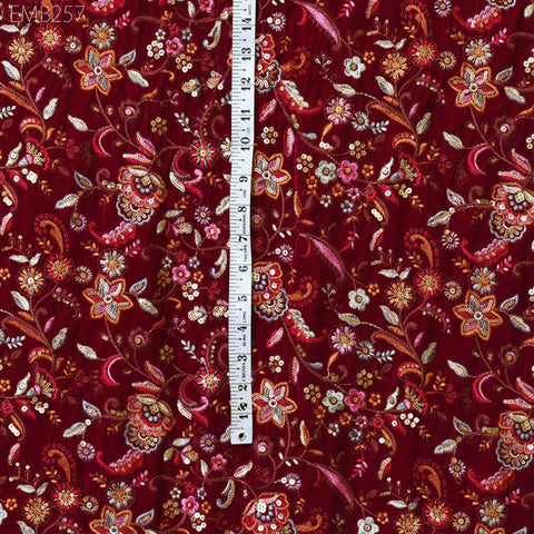 Magenta Velvet Sequins Fabric By The Yard Sewing DIY Crafting Wedding Dress Doll Bags Cushion Covers Quilting Bridal Costumes Blouses Fabric