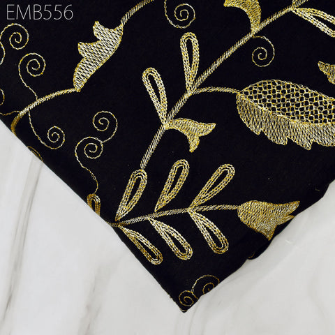 Black Fabric by the yard Sewing DIY Crafting Indian Embroidery Wedding Dress Costumes Dolls Bags Cushion Covers Table Runners Blouses