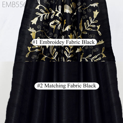 Black Fabric by the yard Sewing DIY Crafting Indian Embroidery Wedding Dress Costumes Dolls Bags Cushion Covers Table Runners Blouses