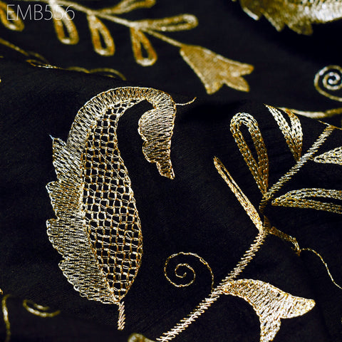 Black Fabric by the yard Sewing DIY Crafting Indian Embroidery Wedding Dress Costumes Dolls Bags Cushion Covers Table Runners Blouses