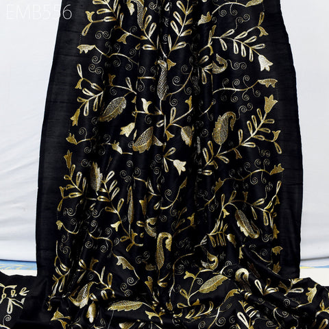 Black Fabric by the yard Sewing DIY Crafting Indian Embroidery Wedding Dress Costumes Dolls Bags Cushion Covers Table Runners Blouses
