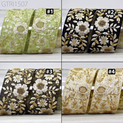 9 Yard Embroidered Fabric Trim Decorative Indian Embroidery Embellishments Tapes DIY Crafting Sewing Saree Ribbons Sari Border Clutches