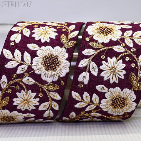 9 Yard Embroidered Fabric Trim Decorative Indian Embroidery Embellishments Tapes DIY Crafting Sewing Saree Ribbons Sari Border Clutches