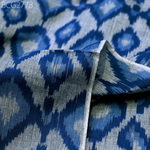 Blue Ikat Fabric Yardage Hand loom Cotton sold by yard Ikat Summer Dress Material Apparel Caftans Home Decor Tablecloth Drapery Cushions