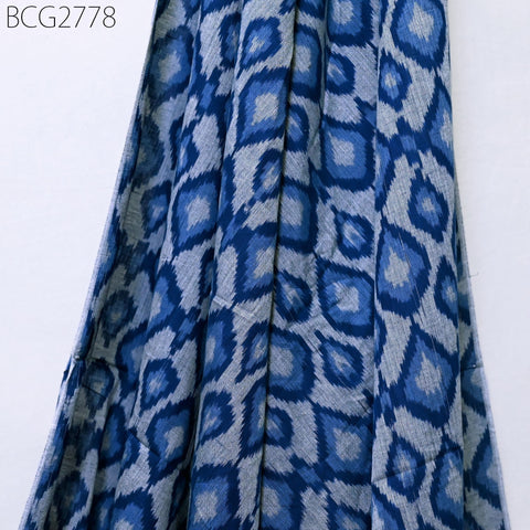 Blue Ikat Fabric Yardage Hand loom Cotton sold by yard Ikat Summer Dress Material Apparel Caftans Home Decor Tablecloth Drapery Cushions