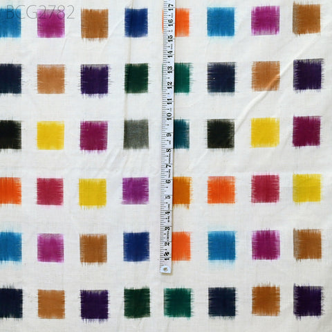 Handloom Indian Ikat Cotton Fabric By the Yard Handwoven Yarn Dyed Kids Summer Dresses Home Furnishing Cushions Curtains Pillows Apparel