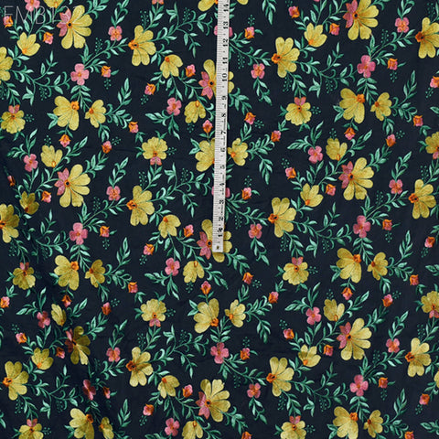 Floral Embroidered Cotton Fabric by the Yard Indian Embroidery Sewing DIY Crafting Women Summer Dresses Costumes Tote Bag Home Decor Curtain