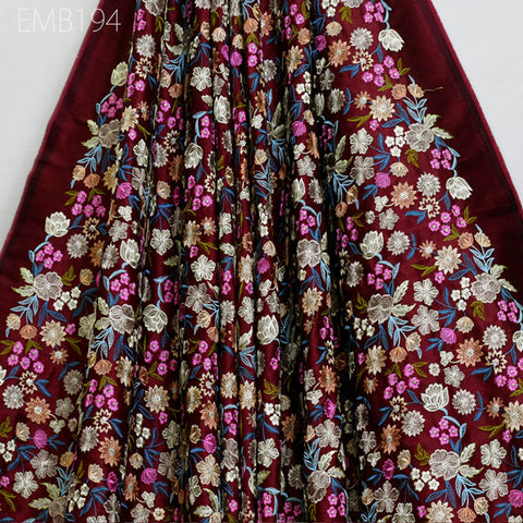Indian Embroidered Fabric by the yard Sewing DIY Crafting Embroidery Wedding Dresses Fabric Costumes Dolls Bags Cushion Covers Table Runners