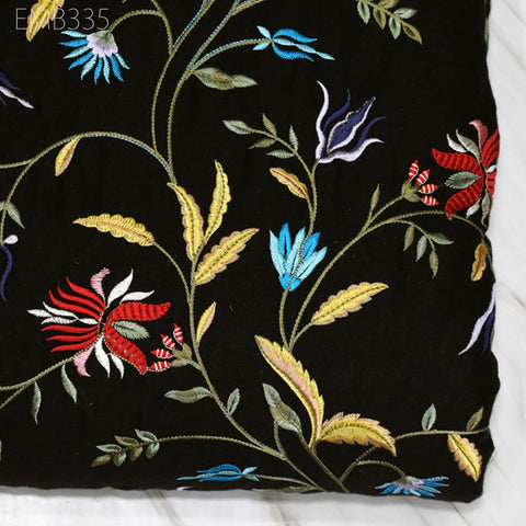 Floral Embroidered Cotton Fabric by the Yard Indian Embroidery Sewing DIY Crafting Women Summer Dresses Costumes Tote Bag Home Decor Curtain