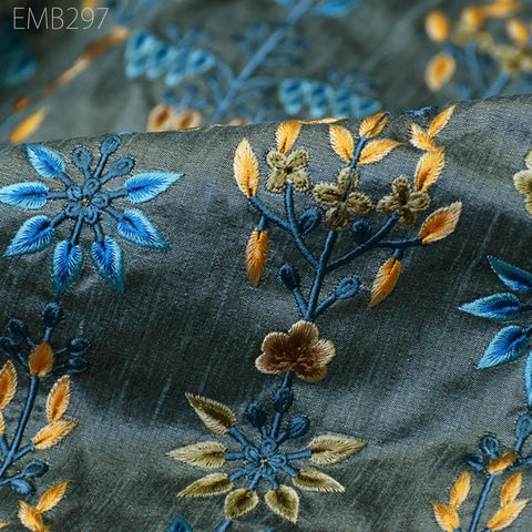 Indian Embroidery Fabric by the yard Sewing DIY Crafting Embroidered Wedding Dresses Fabric Costumes Dolls Bags Cushion Covers Table Runners