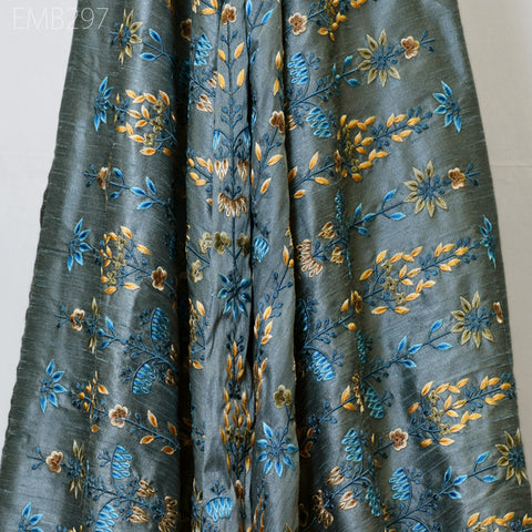 Indian Embroidery Fabric by the yard Sewing DIY Crafting Embroidered Wedding Dresses Fabric Costumes Dolls Bags Cushion Covers Table Runners