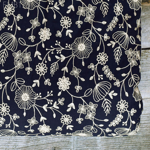 Embroidered Fabric Indian Embroidery Cotton Fabric by the Yard Sewing Fabric DIY Crafting Summer Women Dresses Costumes Doll Bag Home Decor