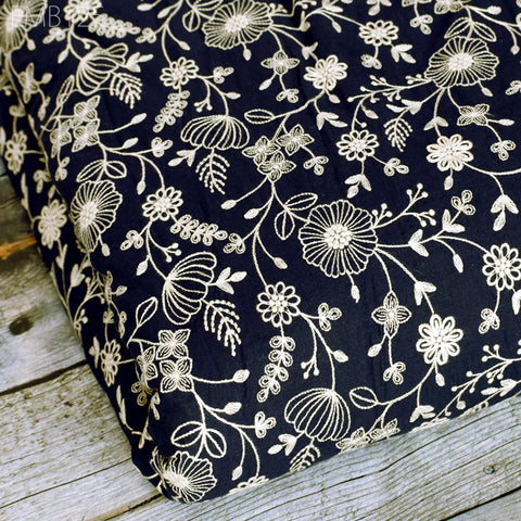 Embroidered Fabric Indian Embroidery Cotton Fabric by the Yard Sewing Fabric DIY Crafting Summer Women Dresses Costumes Doll Bag Home Decor