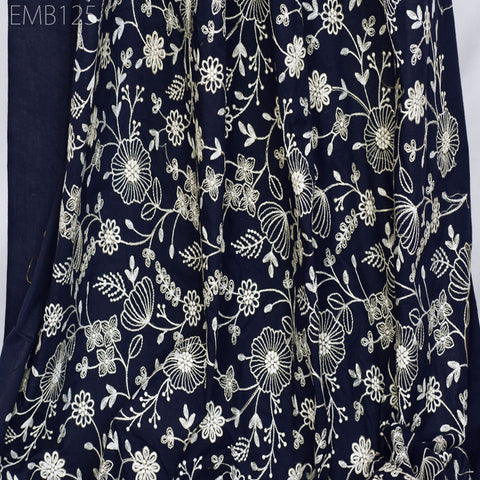 Embroidered Fabric Indian Embroidery Cotton Fabric by the Yard Sewing Fabric DIY Crafting Summer Women Dresses Costumes Doll Bag Home Decor