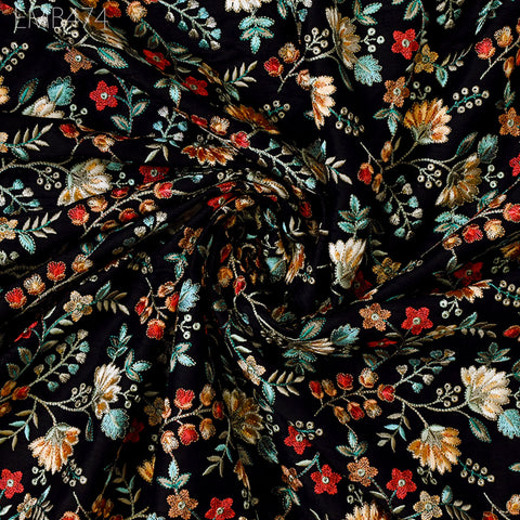 Embroidered Fabric by the yard Sewing DIY Crafting Indian Embroidery Wedding Dress Costumes Dolls Bags Cushion Covers Table Runners Blouses