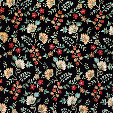 Embroidered Fabric by the yard Sewing DIY Crafting Indian Embroidery Wedding Dress Costumes Dolls Bags Cushion Covers Table Runners Blouses