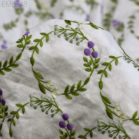 Embroidered Fabric Indian Embroidery Cotton Fabric by the Yard Sewing Fabric DIY Crafting Summer Women Dresses Costumes Doll Bag Home Decor