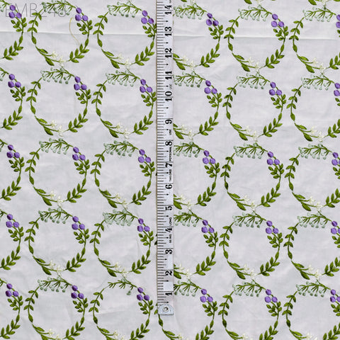 Embroidered Cotton Fabric by Yard: Floral Indian Sewing Material for Dresses, Home Decor