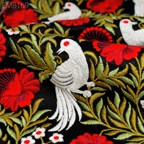Indian Embroidered Fabric by the yard Sewing DIY Crafting Embroidery Wedding Dresses Fabric Costumes Dolls Bags Cushion Covers Table Runners