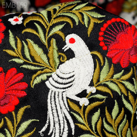Indian Embroidered Fabric by the yard Sewing DIY Crafting Embroidery Wedding Dresses Fabric Costumes Dolls Bags Cushion Covers Table Runners
