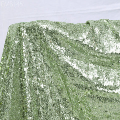 Pistachio Green Georgette Sequin Wedding Dress Embroidered Fabric by Yard Indian Sequin fabric Saree Crafting Sewing Costumes Doll Making