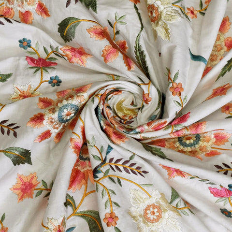 Indian Embroidered by the yard Fabric Sewing DIY Crafting Embroidery Wedding Dresses Fabric Costumes Dolls Bags Cushion Covers Table Runners