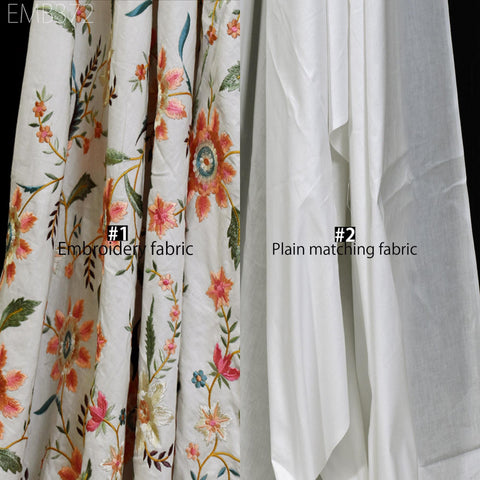 Indian Embroidered by the yard Fabric Sewing DIY Crafting Embroidery Wedding Dresses Fabric Costumes Dolls Bags Cushion Covers Table Runners