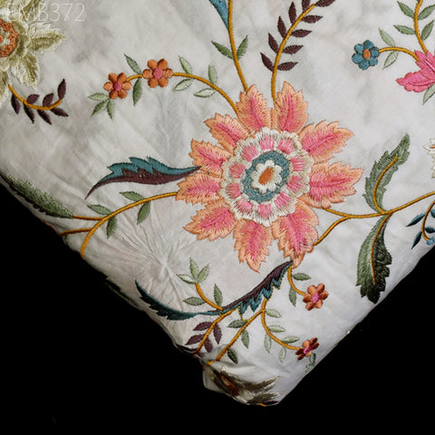 Indian Embroidered by the yard Fabric Sewing DIY Crafting Embroidery Wedding Dresses Fabric Costumes Dolls Bags Cushion Covers Table Runners