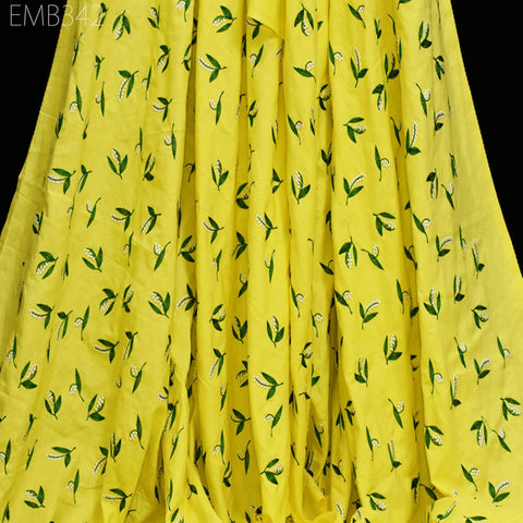 Embroidered Cotton Fabric by the Yard Indian Embroidery Sewing DIY Crafting Summer Women Kids Dresses Costumes Doll Bag Home Decor Curtain
