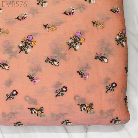 40'' Organic Cotton Crepe Embroidered Crinkled Soft Fabric by the yard Wrinkled Stretchable Indian Sewing Summer Kids Girls Women Dresses