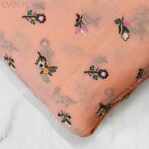 40'' Organic Cotton Crepe Embroidered Crinkled Soft Fabric by the yard Wrinkled Stretchable Indian Sewing Summer Kids Girls Women Dresses