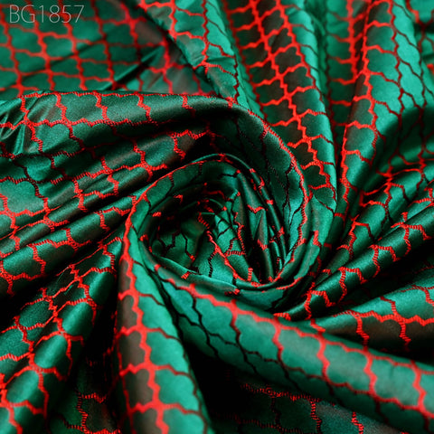 Green Indian Jacquard Brocade Wedding Dress Fabric By The Yard Crafting Sewing Bridesmaid Costume Valances Drapes Floral Home Furnishing