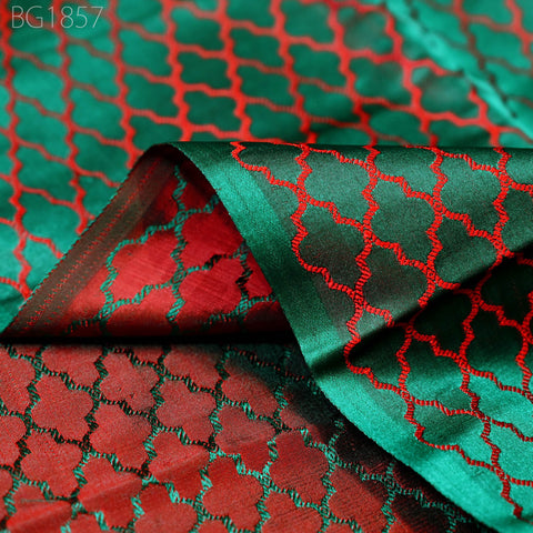 Green Indian Jacquard Brocade Wedding Dress Fabric By The Yard Crafting Sewing Bridesmaid Costume Valances Drapes Floral Home Furnishing