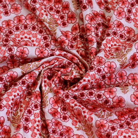 Indian Embroidered Fabric by the yard Sewing DIY Crafting Embroidery Wedding Dresses Fabric Costumes Dolls Bags Cushion Covers Table Runners