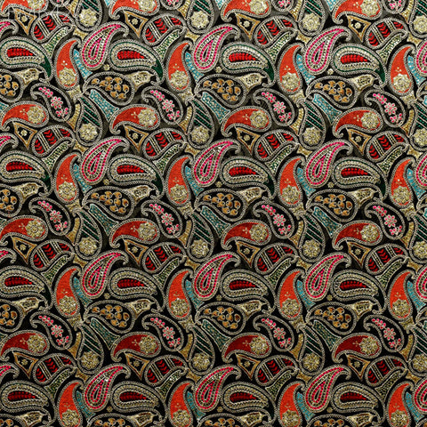 Indian Embroidered Fabric by the Yard Georgette Black Embroidery Sewing Curtain DIY Crafting Summer Women Dress Material Drapery Home Decor