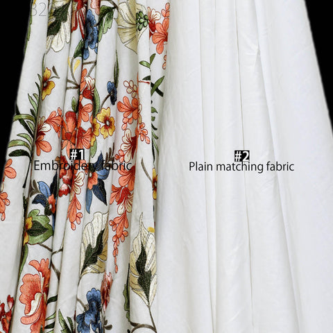 Indian Embroidered Cotton Fabric by the Yard: Floral Summer Dress, Home Decor (54" Width)