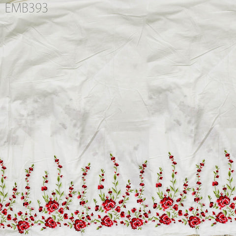 Floral Embroidered Cotton Fabric by the Yard Indian Embroidery Sewing DIY Crafting Women Summer Dresses Costumes Tote Bag Home Decor Curtain