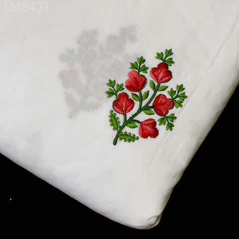 Floral Embroidered Cotton Fabric by the Yard Indian Embroidery Sewing DIY Crafting Women Summer Dresses Costumes Tote Bag Home Decor Curtain