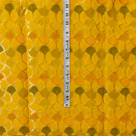 Yellow Brocade Fabric by the Yard Wedding Dress Jackets Indian Blended Banarasi Dress Material Sewing Cushion Cover Home Décor Crafting