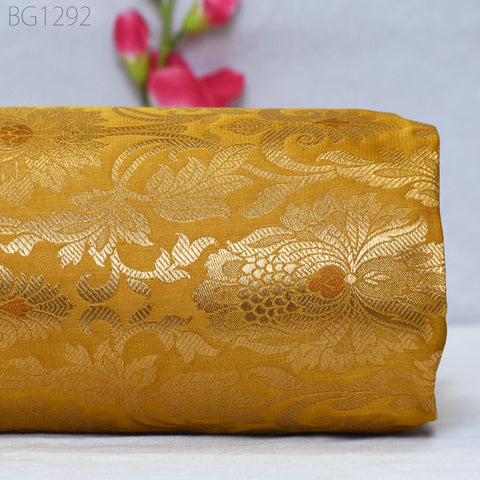 Peanut Butter Indian Wedding Dress Material Fabric By The Yard Silk Banarasi Brocade Home Decor Table Runner Cushion Covers Crafting Sewing