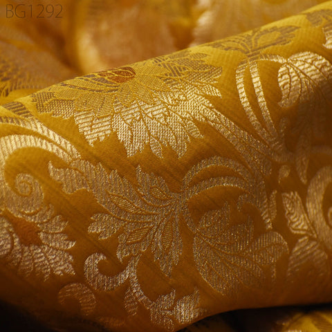 Peanut Butter Indian Wedding Dress Material Fabric By The Yard Silk Banarasi Brocade Home Decor Table Runner Cushion Covers Crafting Sewing