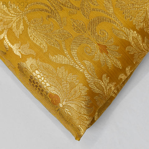 Peanut Butter Indian Wedding Dress Material Fabric By The Yard Silk Banarasi Brocade Home Decor Table Runner Cushion Covers Crafting Sewing