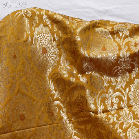 Peanut Butter Indian Wedding Dress Material Fabric By The Yard Silk Banarasi Brocade Home Decor Table Runner Cushion Covers Crafting Sewing