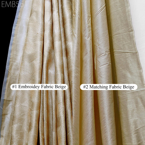 Beige Fabric by the yard Sewing DIY Crafting Indian Embroidery Wedding Dress Costumes Dolls Bags Cushion Covers Table Runners Blouses